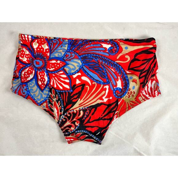OCEAN BRIEF NY Mens Floral Nylon Swim Brief Swimsuit Tag Sz 32 Rare Vintage 70s - Picture 2 of 6